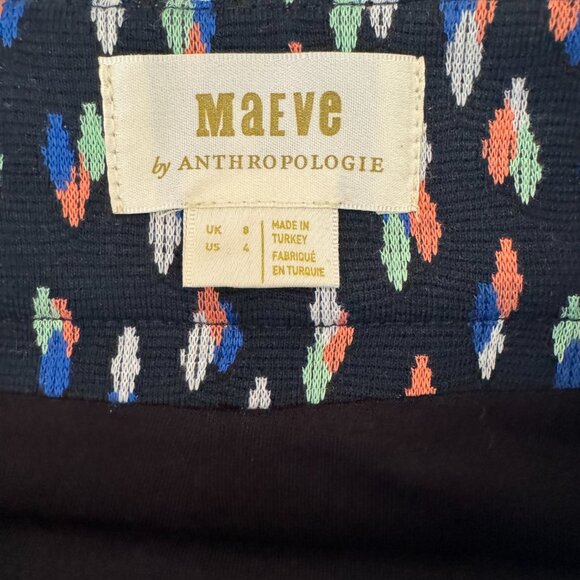 Maeve Debra Knit Faux Wrap Lined Navy Pencil Skirt | Anthropologie EUC Size 4 - Picture 3 of 10